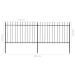 vidaXL Gard de grădină cu vârf suliță, negru, 3,4 m, oțel