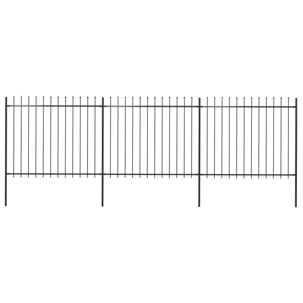 vidaXL Gard de grădină cu vârf tip suliță, oțel, 537x150 cm, negru