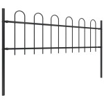 vidaXL Gard de grădină cu vârf circular din oțel, 714,5 x 60 cm, negru