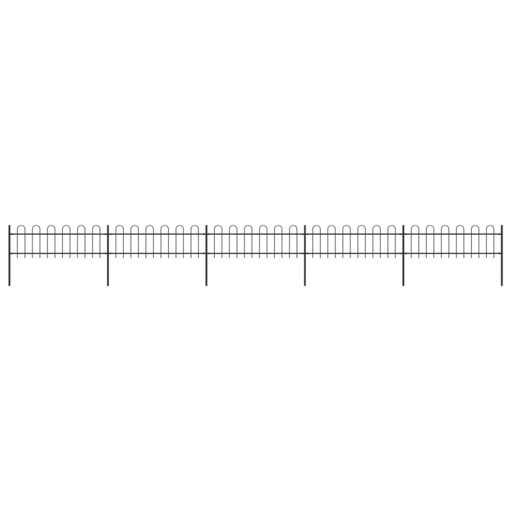 vidaXL Gard de grădină cu vârf circular din oțel, 892,5 x 60 cm, negru