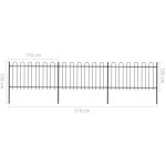 vidaXL Gard de grădină cu vârf circular din oțel, 537x100 cm, negru