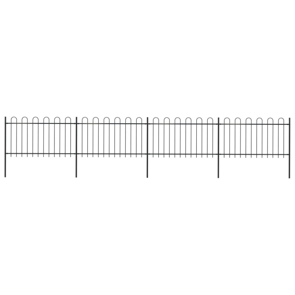 vidaXL Gard de grădină cu vârf circular din oțel, 714,5 x 100 cm, negru