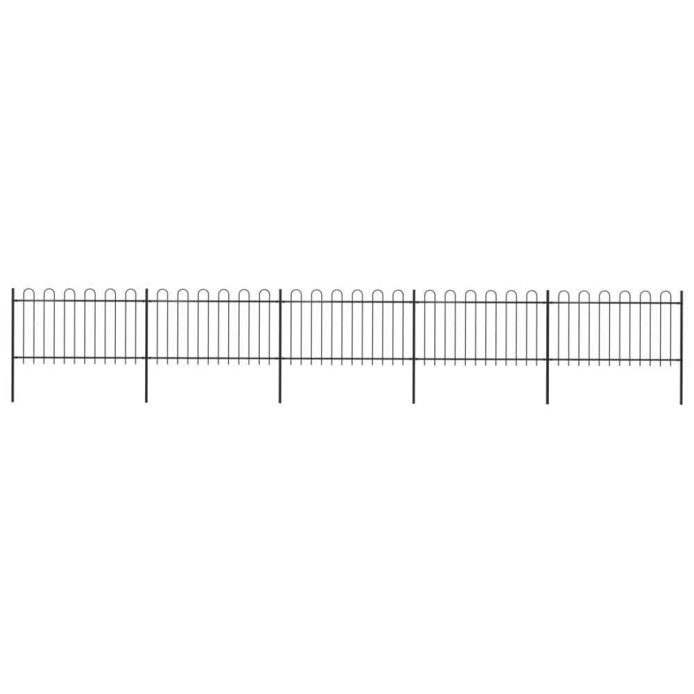 vidaXL Gard de grădină cu vârf circular din oțel, 892,5 x 100 cm, negru