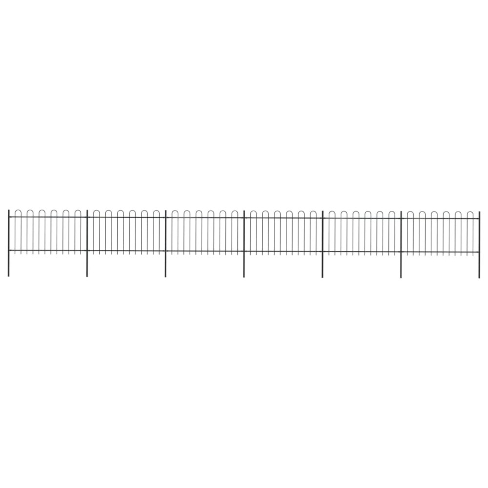 vidaXL Gard de grădină cu vârf circular din oțel, 1070x100 cm, negru