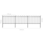 vidaXL Gard de grădină cu vârf circular, oțel, 537x120 cm, negru