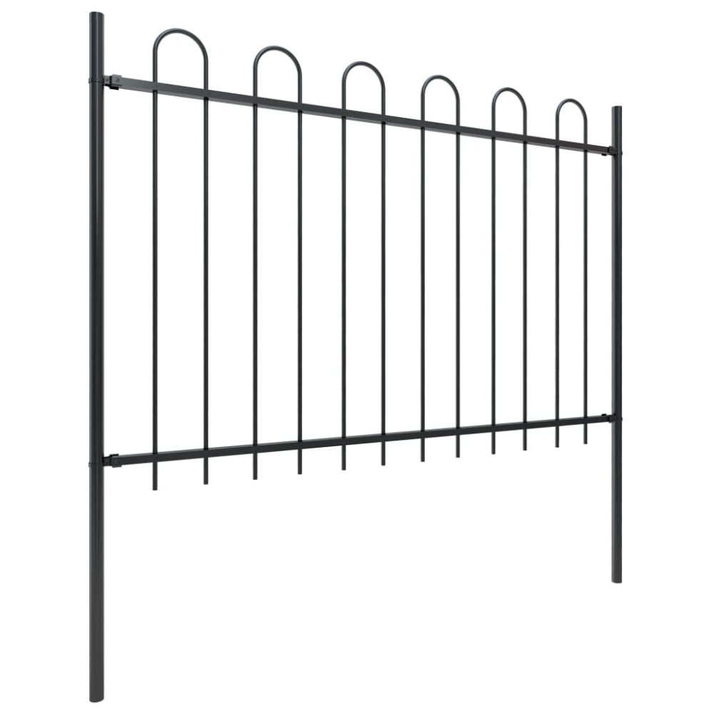 vidaXL Gard de grădină cu vârf circular din oțel, 714,5 x 120 cm, negru