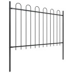 vidaXL Gard de grădină cu vârf circular din oțel, 714,5 x 120 cm, negru vidaXL Gard de grădină cu vârf circular din oțel, 714,5 x 120 cm, negru
