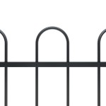 vidaXL Gard de grădină cu vârf circular din oțel, 714,5 x 120 cm, negru vidaXL Gard de grădină cu vârf circular din oțel, 714,5 x 120 cm, negru