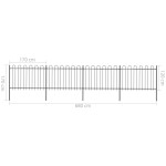 vidaXL Gard de grădină cu vârf circular din oțel, 714,5 x 120 cm, negru vidaXL Gard de grădină cu vârf circular din oțel, 714,5 x 120 cm, negru
