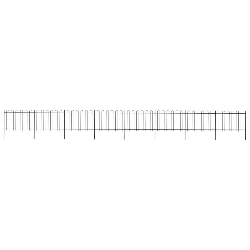 vidaXL Gard de grădină cu vârf circular din oțel, 1426x120 cm, negru
