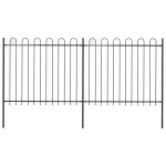 vidaXL Gard de grădină cu vârf circular din oțel, 359x150 cm, negru