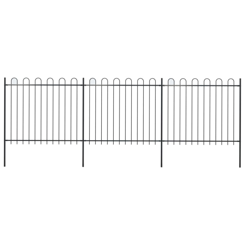 vidaXL Gard de grădină cu vârf circular, oțel, 537x150 cm, negru