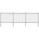 vidaXL Gard de grădină cu vârf circular, oțel, 537x150 cm, negru
