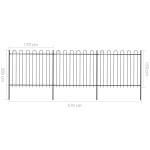 vidaXL Gard de grădină cu vârf circular, oțel, 537x150 cm, negru