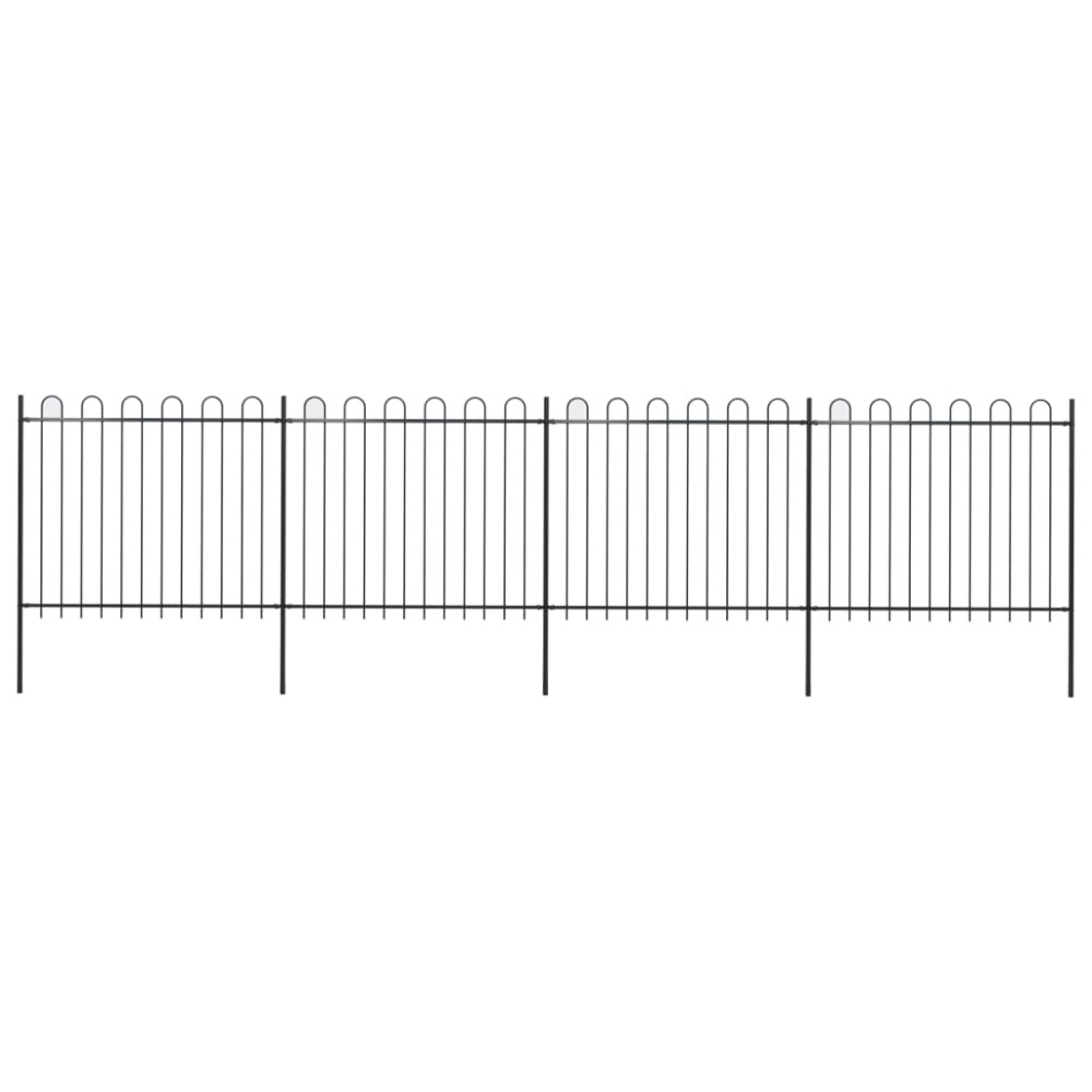 vidaXL Gard de grădină cu vârf circular din oțel 714,5 x 150 cm, negru