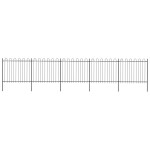 vidaXL Gard de grădină cu vârf circular din oțel, 892,5 x 150 cm, negru