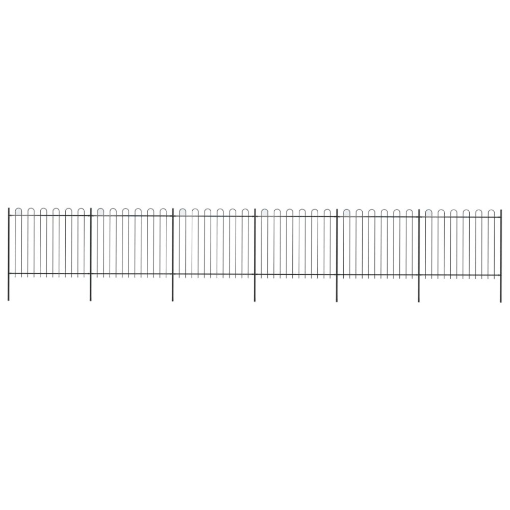 vidaXL Gard de grădină cu vârf circular din oțel, 1070x150 cm, negru