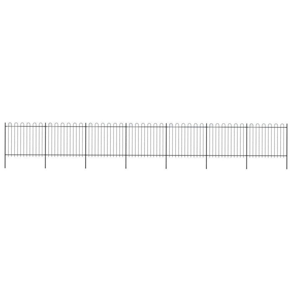 vidaXL Gard de grădină cu vârf circular din oțel, 1248 x 150 cm, negru