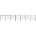 vidaXL Gard de grădină cu vârf circular din oțel, 1248 x 150 cm, negru