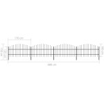 vidaXL Gard de grădină cu vârf tip suliță din oțel 714,5 x 100 cm, negru