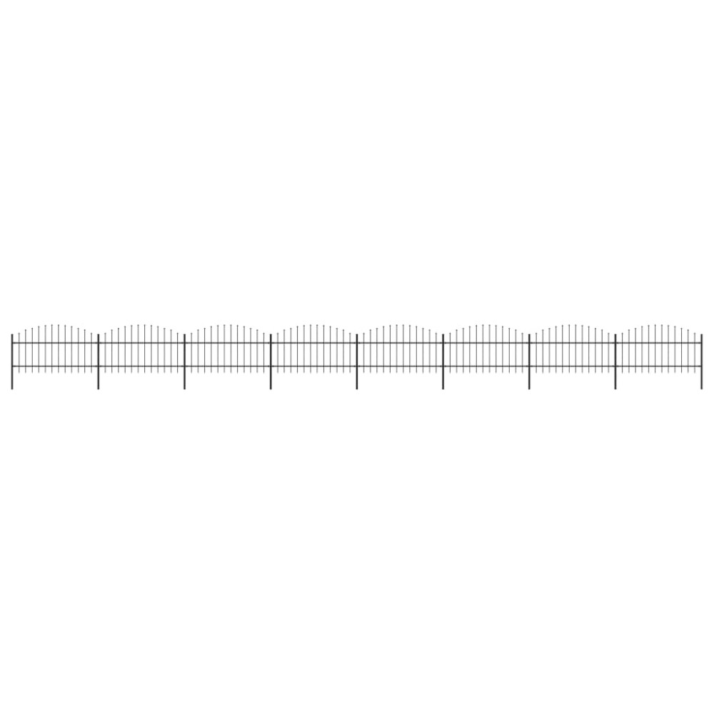 vidaXL Gard de grădină cu vârf suliță, negru, 13,6 m, oțel