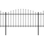 vidaXL Gard de grădină cu vârf tip suliță, oțel, 537x150 cm, negru vidaXL Gard de grădină cu vârf tip suliță, oțel, 537x150 cm, negru