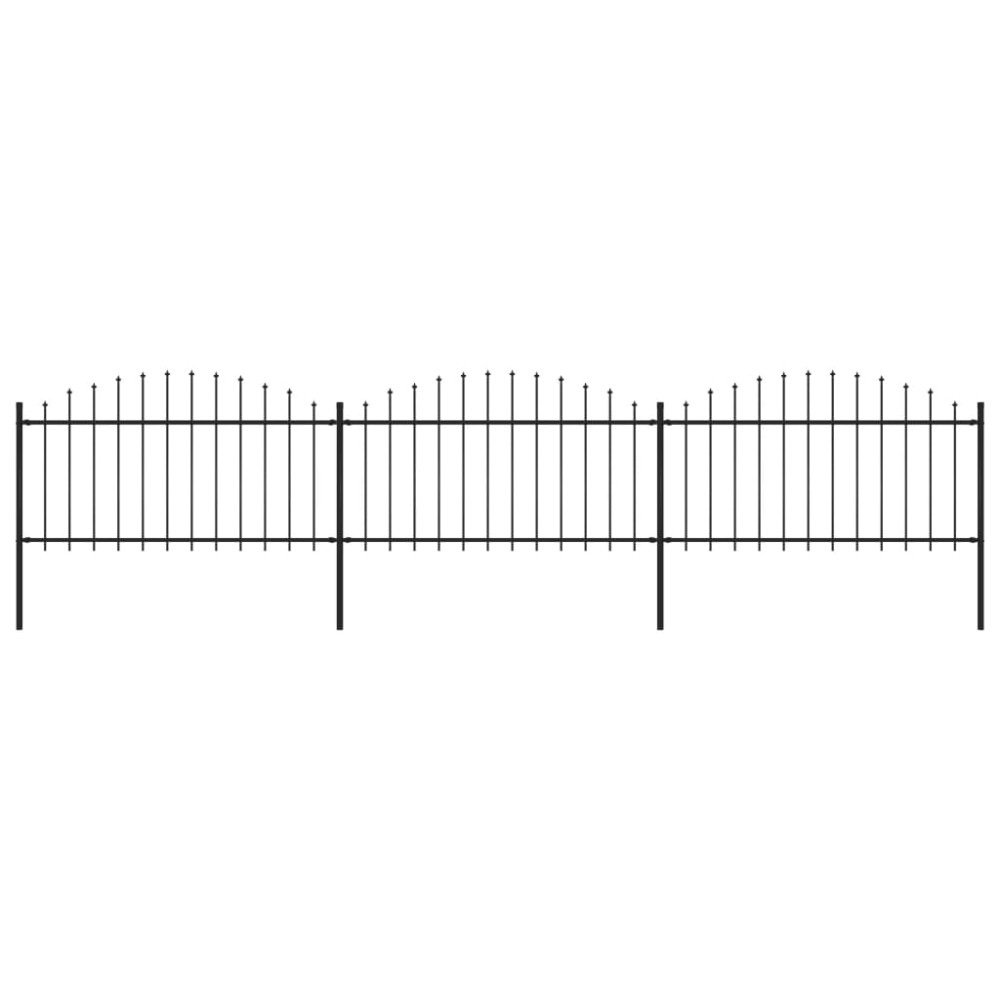 vidaXL Gard de grădină cu vârf tip suliță, oțel, 537x150 cm, negru