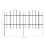 vidaXL Gard de grădină cu vârf tip suliță din oțel, 359x175 cm, negru vidaXL Gard de grădină cu vârf tip suliță din oțel, 359x175 cm, negru