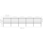 vidaXL Gard de grădină cu vârf tip suliță din oțel 892,5x175 cm, negru