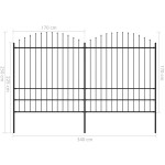 vidaXL Gard de grădină cu vârf tip suliță din oțel, 359x200 cm, negru vidaXL Gard de grădină cu vârf tip suliță din oțel, 359x200 cm, negru