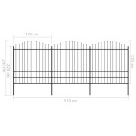 vidaXL Gard de grădină cu vârf tip suliță din oțel 537x200 cm, negru