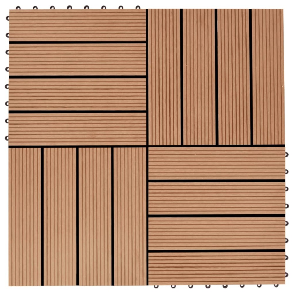 vidaXL Plăci de pardoseală, 22 buc., culoare tec, 30x30 cm, WPC, 2 mp