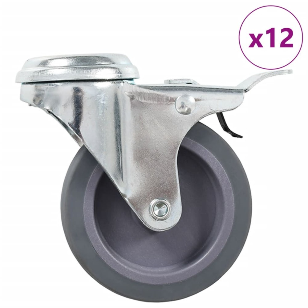 vidaXL Roți pivotante cu gaură pentru șurub, 12 buc., 75 mm