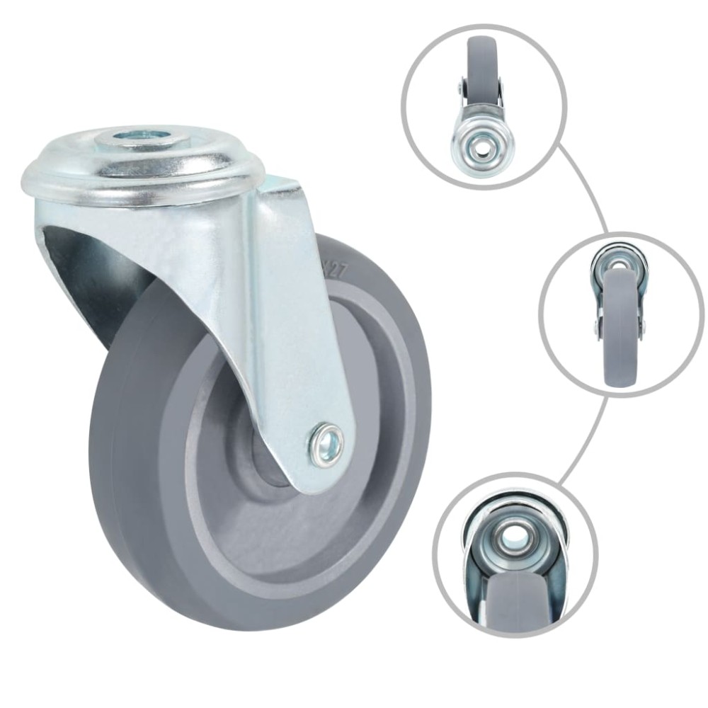 vidaXL Roți pivotante cu gaură pentru șurub, 12 buc., 100 mm