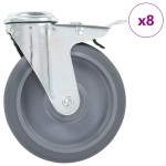vidaXL Roți pivotante cu gaură pentru șurub, 8 buc., 125 mm vidaXL Roți pivotante cu gaură pentru șurub, 8 buc., 125 mm