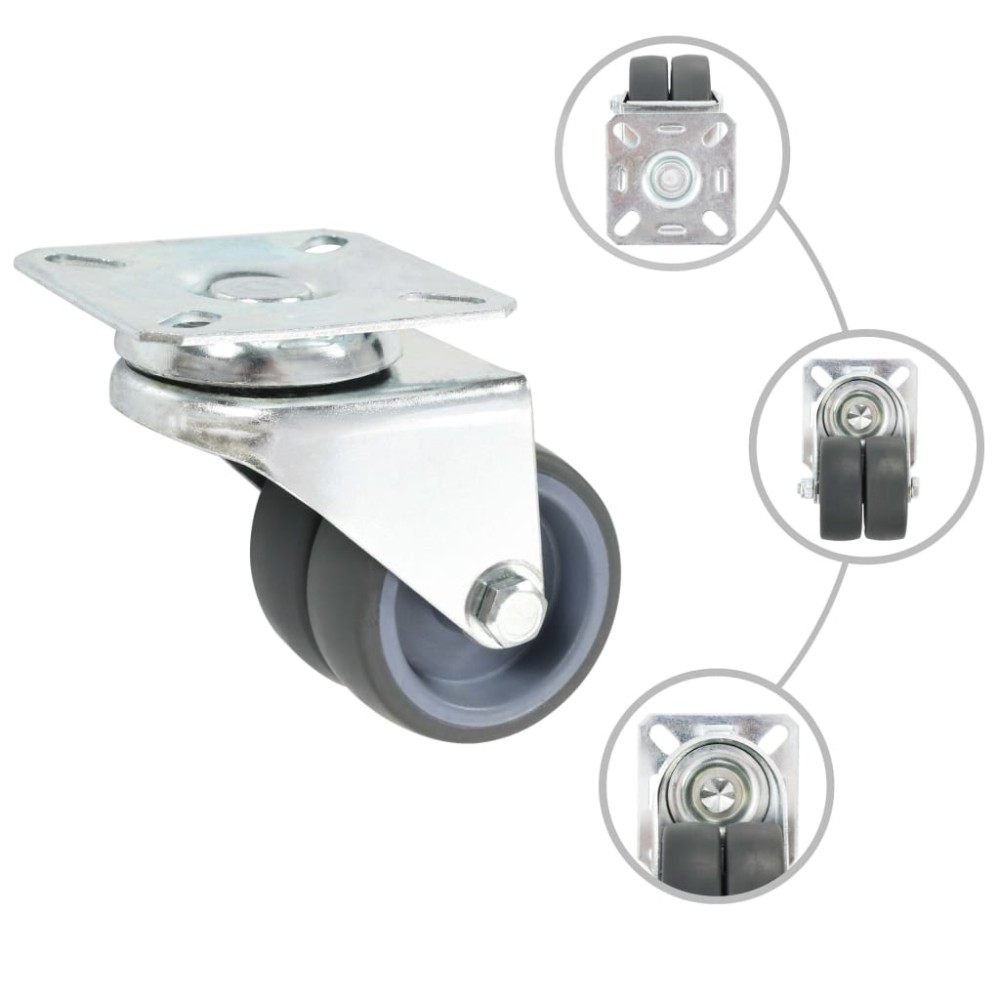 vidaXL Roți pivotante duble, 12 buc., 50 mm