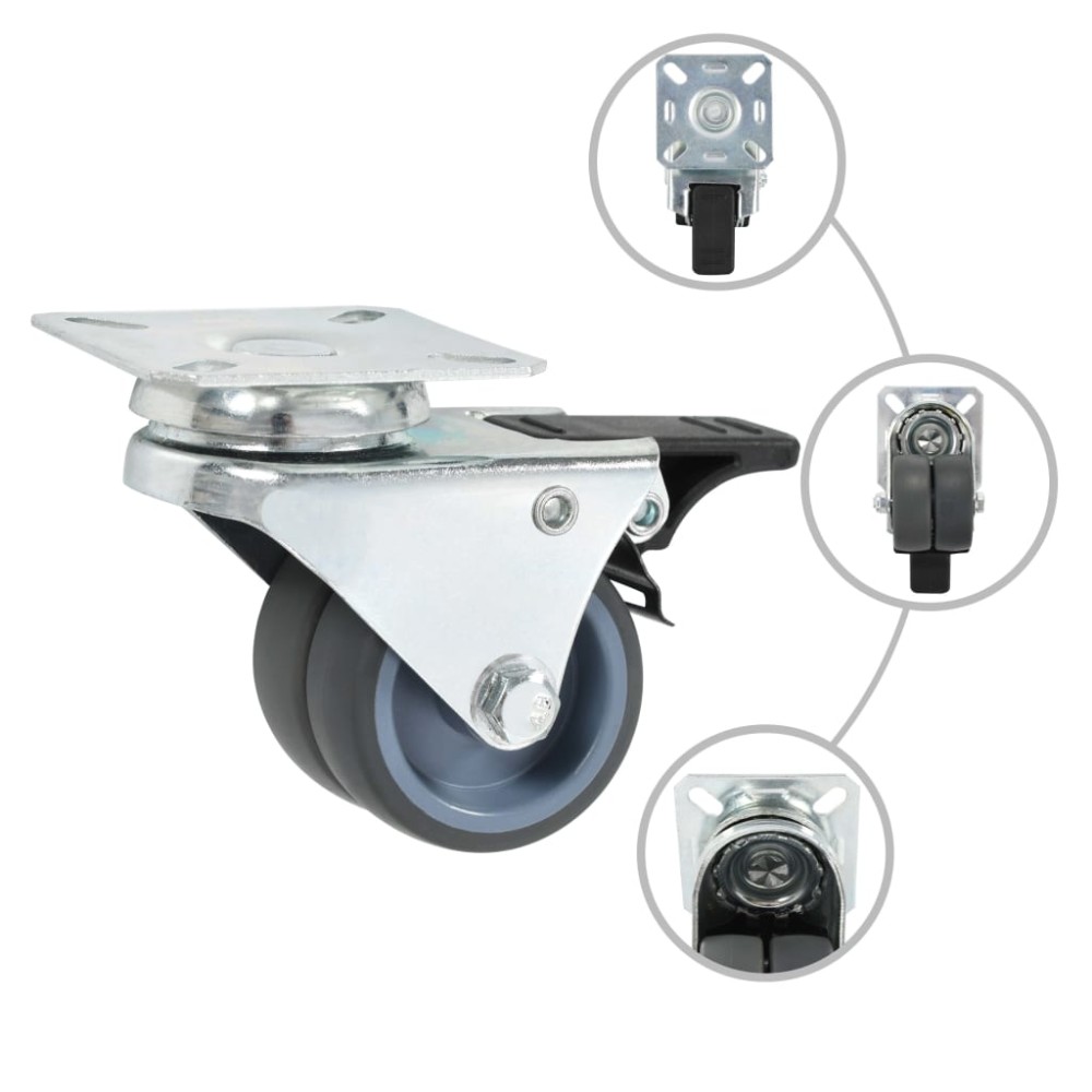 vidaXL Roți pivotante duble, 8 buc., 50 mm