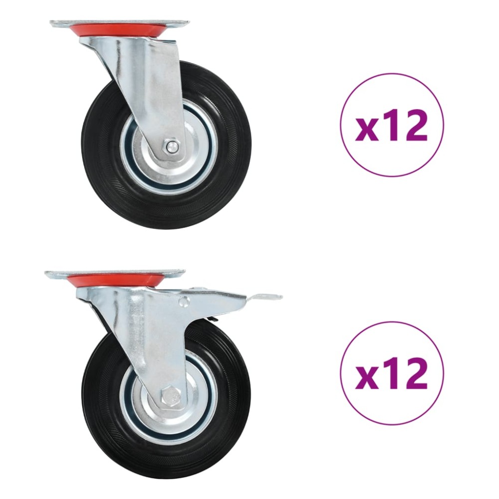 vidaXL Roți pivotante, 24 buc., 125 mm