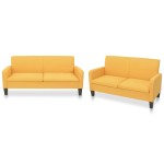 vidaXL Set de canapele, 2 piese, galben, material textil vidaXL Set de canapele, 2 piese, galben, material textil