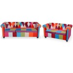 vidaXL Set canapea Chesterfield, 2 piese, material textil