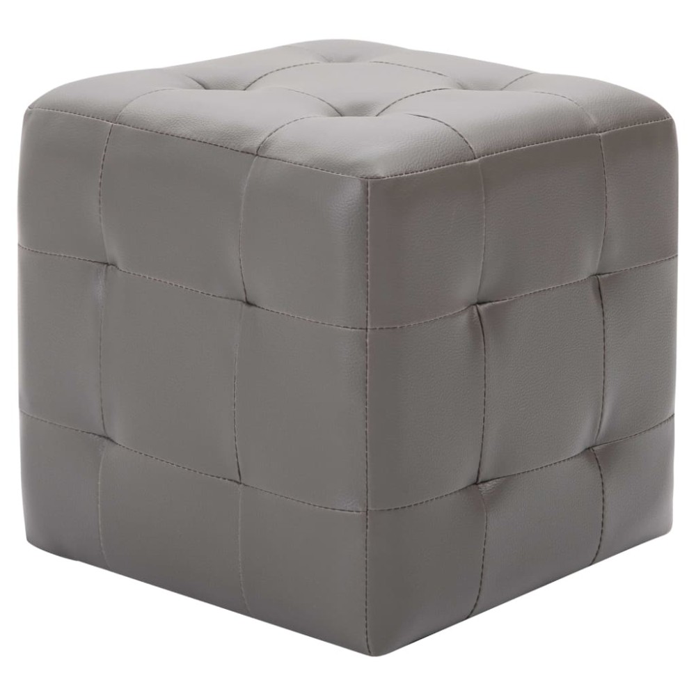 vidaXL Taburet, 2 buc., gri, 30 x 30 x 30 cm, piele ecologică