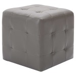 vidaXL Taburet, 2 buc., gri, 30 x 30 x 30 cm, piele ecologică vidaXL Taburet, 2 buc., gri, 30 x 30 x 30 cm, piele ecologică