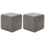 vidaXL Taburet, 2 buc., gri, 30 x 30 x 30 cm, piele ecologică vidaXL Taburet, 2 buc., gri, 30 x 30 x 30 cm, piele ecologică