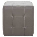 vidaXL Taburet, 2 buc., gri, 30 x 30 x 30 cm, piele ecologică vidaXL Taburet, 2 buc., gri, 30 x 30 x 30 cm, piele ecologică