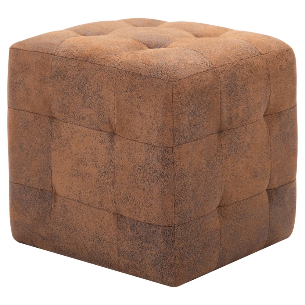 vidaXL Taburet, 2 buc., maro, 30x30x30 cm, piele întoarsă ecologică
