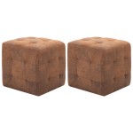 vidaXL Taburet, 2 buc., maro, 30x30x30 cm, piele întoarsă ecologică vidaXL Taburet, 2 buc., maro, 30x30x30 cm, piele întoarsă ecologică