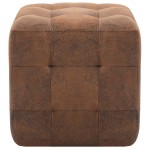 vidaXL Taburet, 2 buc., maro, 30x30x30 cm, piele întoarsă ecologică vidaXL Taburet, 2 buc., maro, 30x30x30 cm, piele întoarsă ecologică