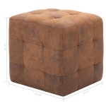 vidaXL Taburet, 2 buc., maro, 30x30x30 cm, piele întoarsă ecologică vidaXL Taburet, 2 buc., maro, 30x30x30 cm, piele întoarsă ecologică