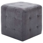 vidaXL Taburet, 2 buc., gri, 30x30x30 cm, piele întoarsă ecologică vidaXL Taburet, 2 buc., gri, 30x30x30 cm, piele întoarsă ecologică