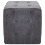 vidaXL Taburet, 2 buc., gri, 30x30x30 cm, piele întoarsă ecologică vidaXL Taburet, 2 buc., gri, 30x30x30 cm, piele întoarsă ecologică